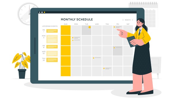 Best Employee Scheduling Software for Streamlined Operations Illustration of an Employee Scheduling Interface Showing a Monthly Calendar with Task Highlights