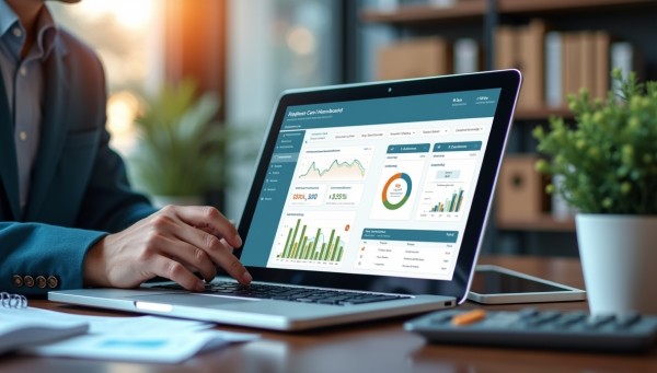 A Professional Using Gas Deck’s Dashboard with In-Depth Financial Metrics, Sales Analytics, and Operational Insights