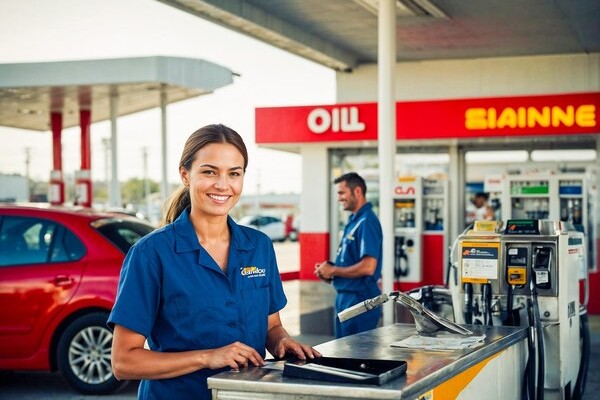 A Gas Station Employee Near The Counter