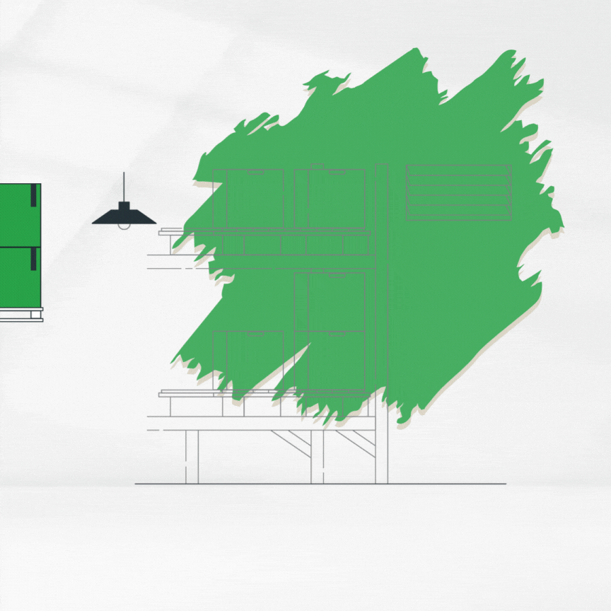 Inventory Control Animated Illustration of a Man Standing near Stacked Cardboard Boxes, Representing Inventory Handling in a Warehouse or Retail Stockroom Environment