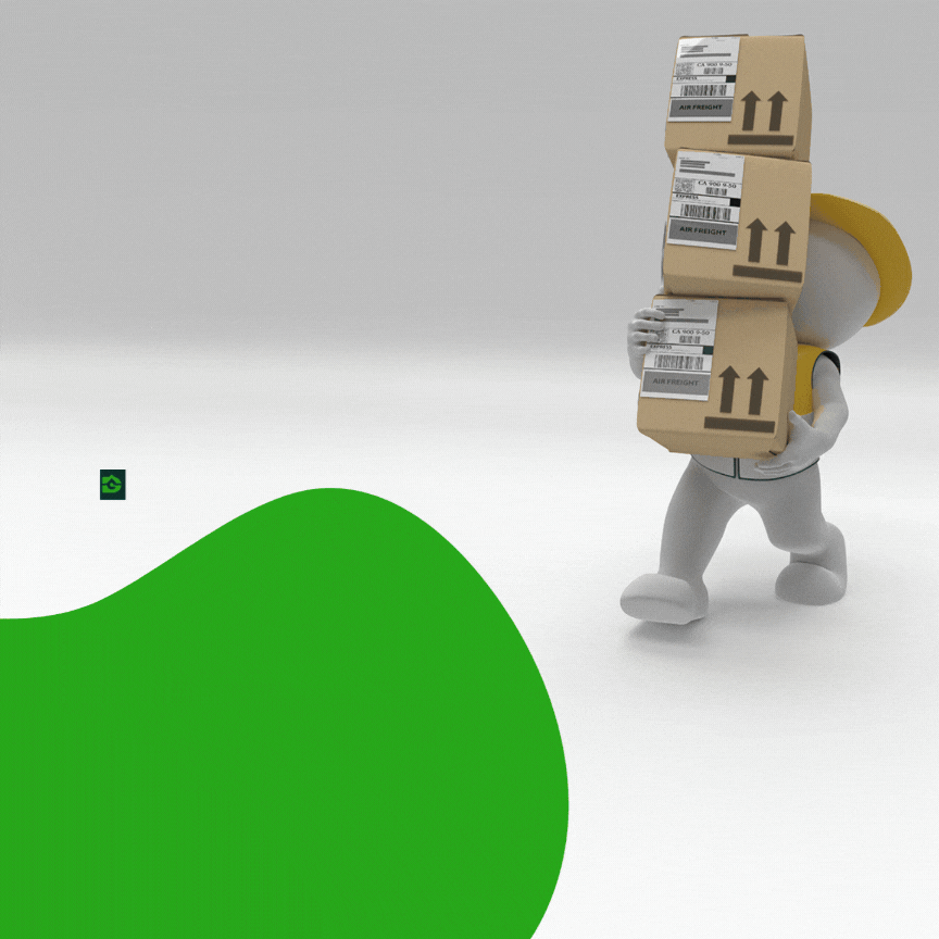 Inventory Management Software Animated Character Managing Boxes Using a Digital Handheld Device, Showcasing Real-Time Inventory Tracking with Gas Deck
