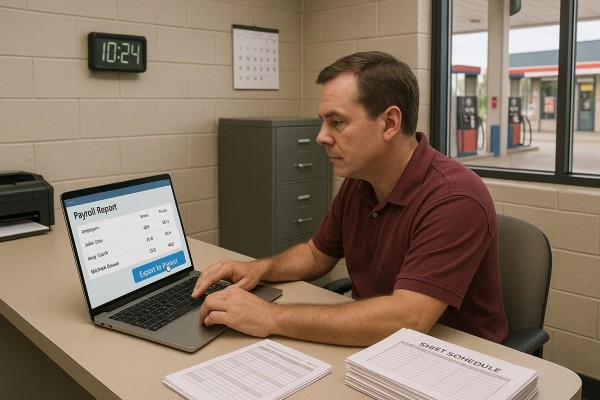 Business Professional Reviewing Real-Time Analytics Dashboard on Multiple Screens