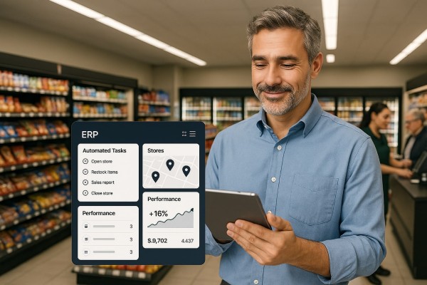 Run Your Store Without the Guesswork Business Professional Reviewing Real-Time Analytics Dashboard on Multiple Screens