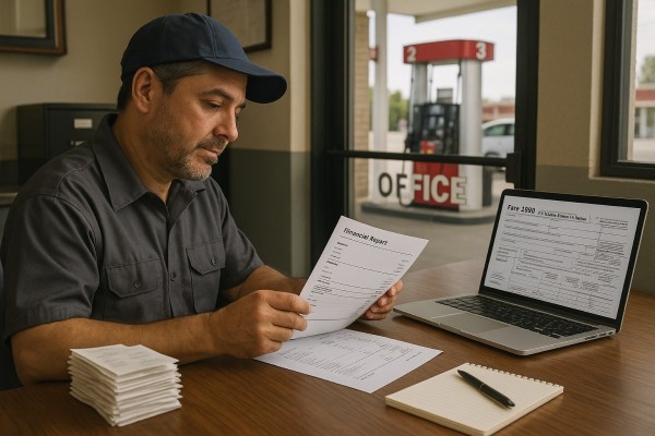 Business Professional Reviewing Real-Time Analytics Dashboard on Multiple Screens