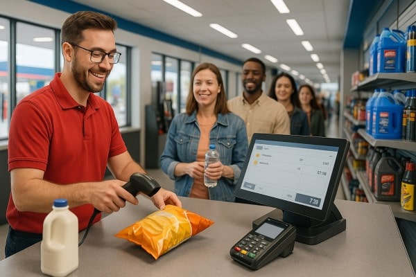 Business Owner Comparing Performance Metrics of Multiple Store Locations on a Centralized Dashboard