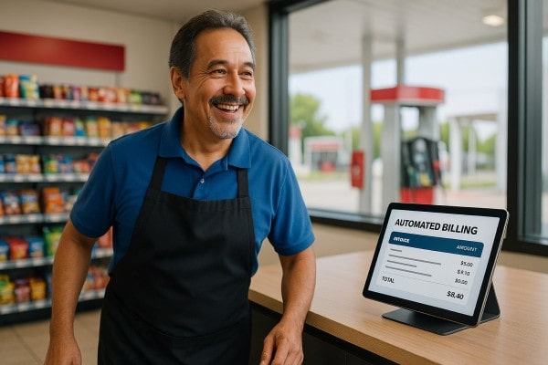 Business Professional Reviewing Real-Time Analytics Dashboard on Multiple Screens