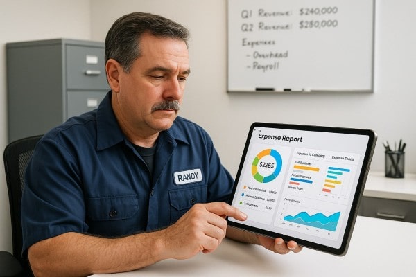 Business Owner Comparing Performance Metrics of Multiple Store Locations on a Centralized Dashboard