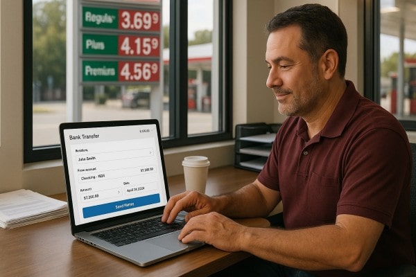 Business Owner Comparing Performance Metrics of Multiple Store Locations on a Centralized Dashboard