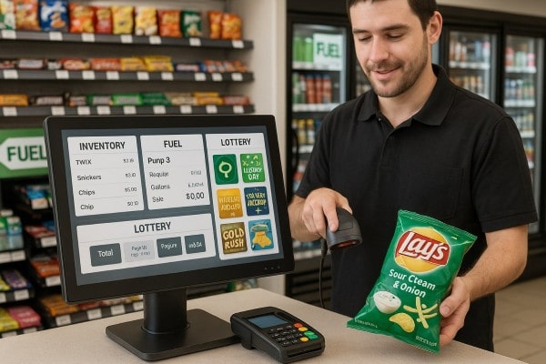 Business Professional Reviewing Real-Time Analytics Dashboard on Multiple Screens