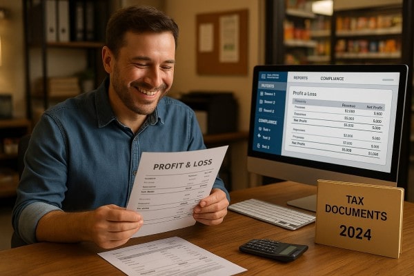 Business Professional Reviewing Real-Time Analytics Dashboard on Multiple Screens
